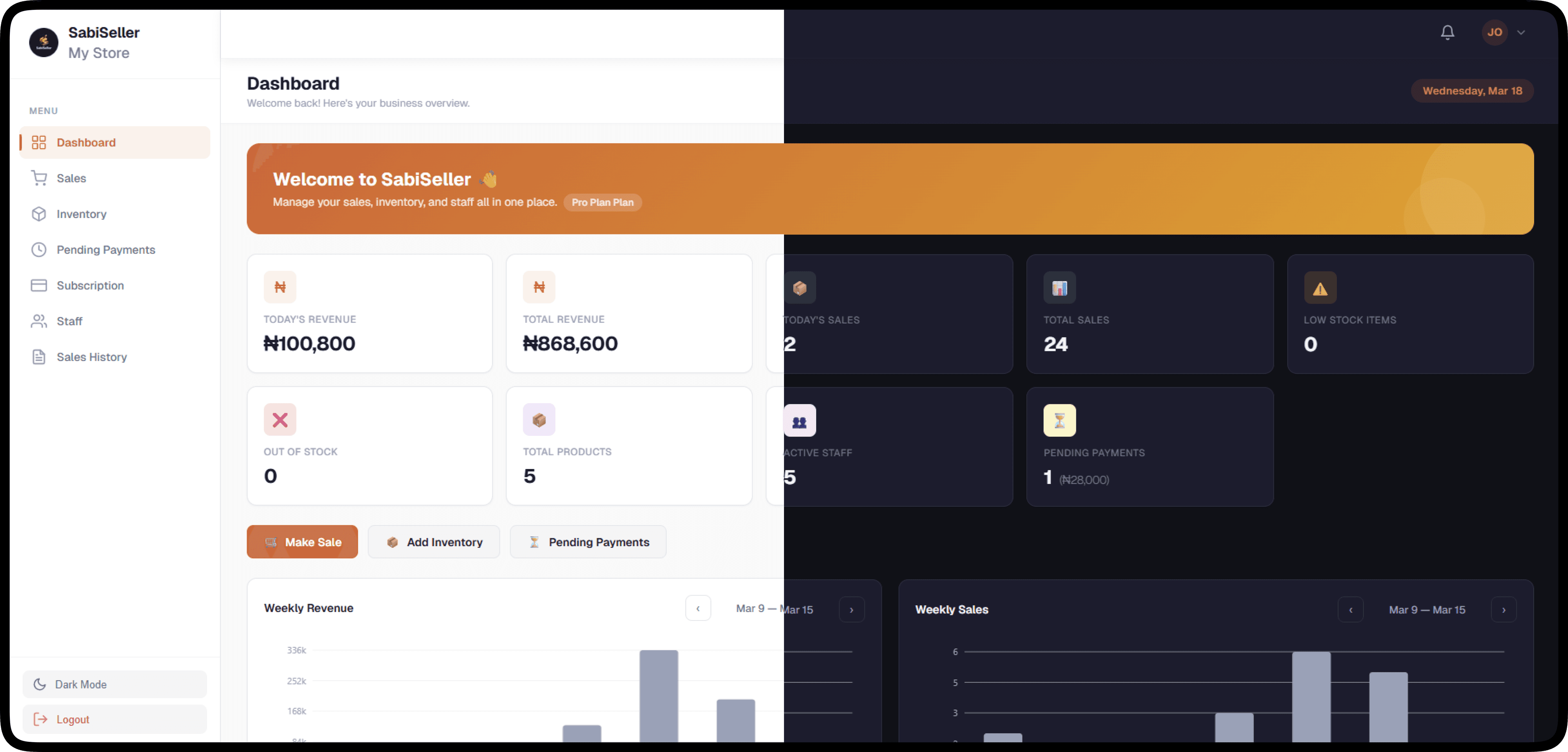 SabiSeller Dashboard